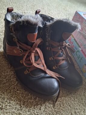 Spring Step Gray Faux-Fur Lined Boot
